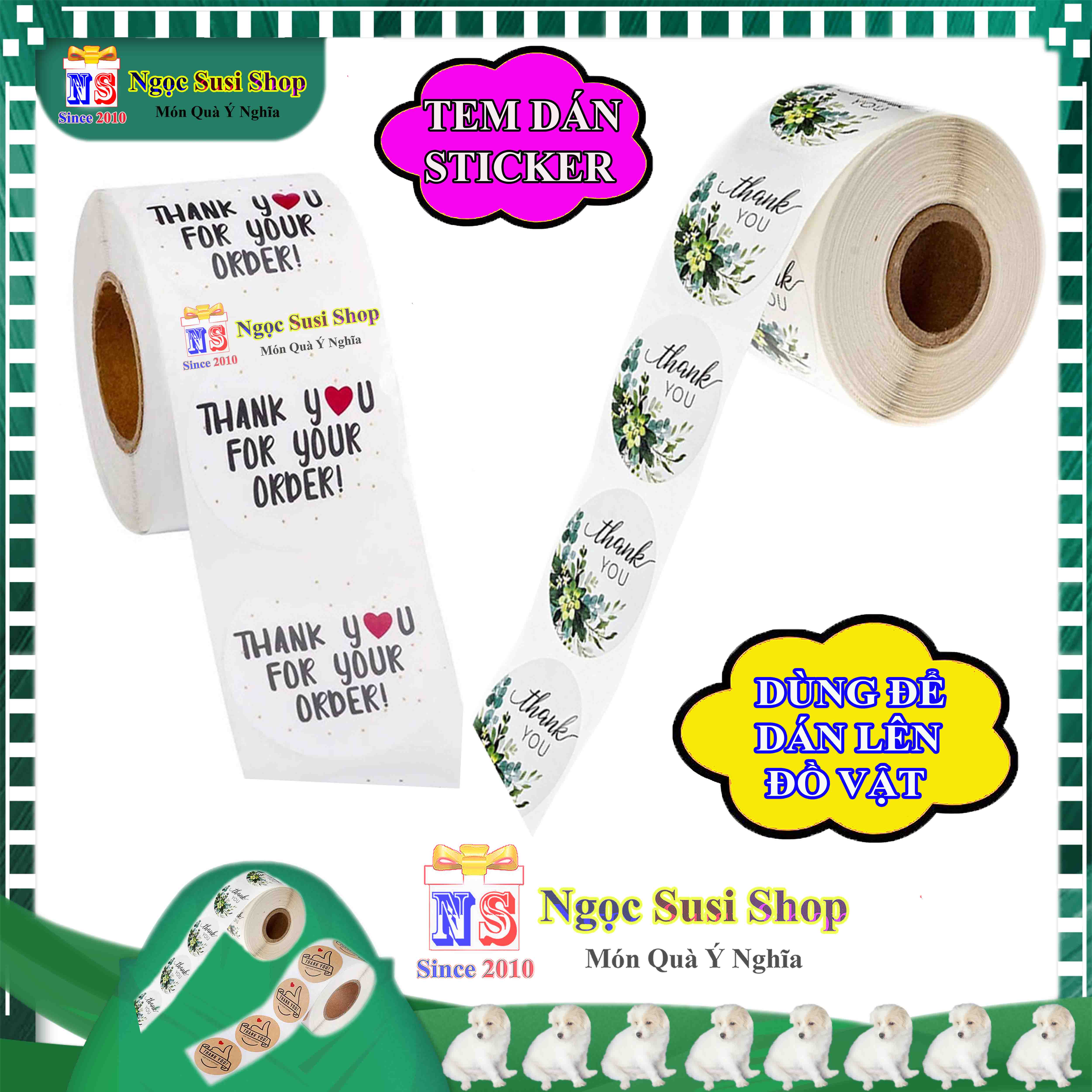 COMBO 50 TEM STICKER DECAL NHÃN DÁN THANK YOU CẢM ƠN  - GIAO NGẪU NHIÊN MẪU