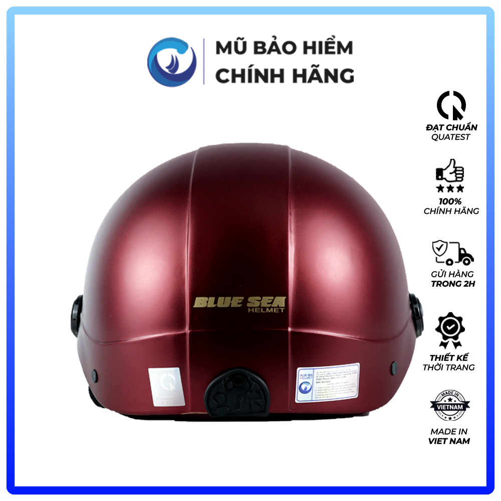 Mũ bảo hiểm 1/2 Nửa đầu BLUE SEA - Nhựa ABS Nguyên sinh - Kính - SƠN NHÁM - A104K - FREESIZE - Chính hãng