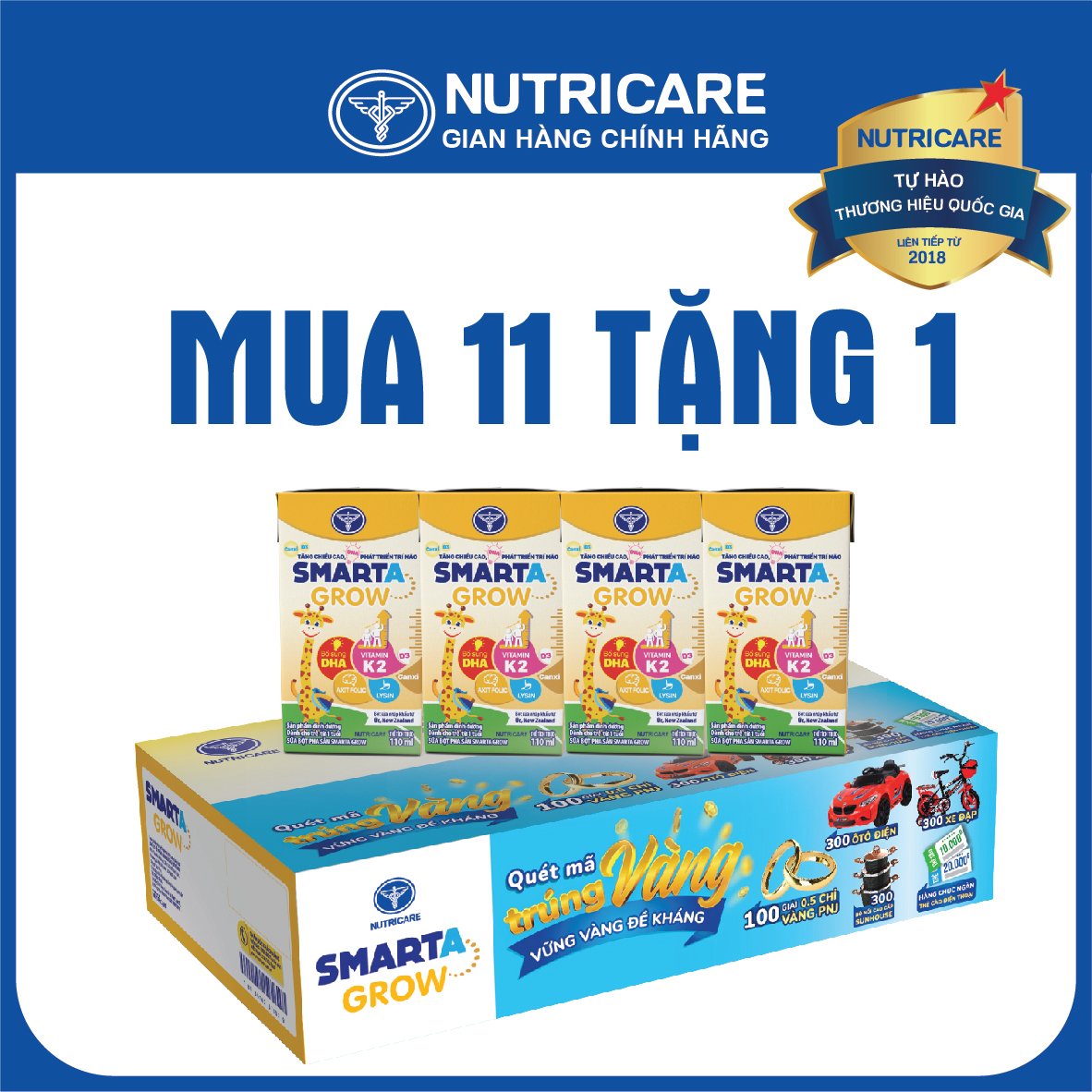 Sữa nước Nutricare Smarta Grow cho trẻ thấp còi (110ml)