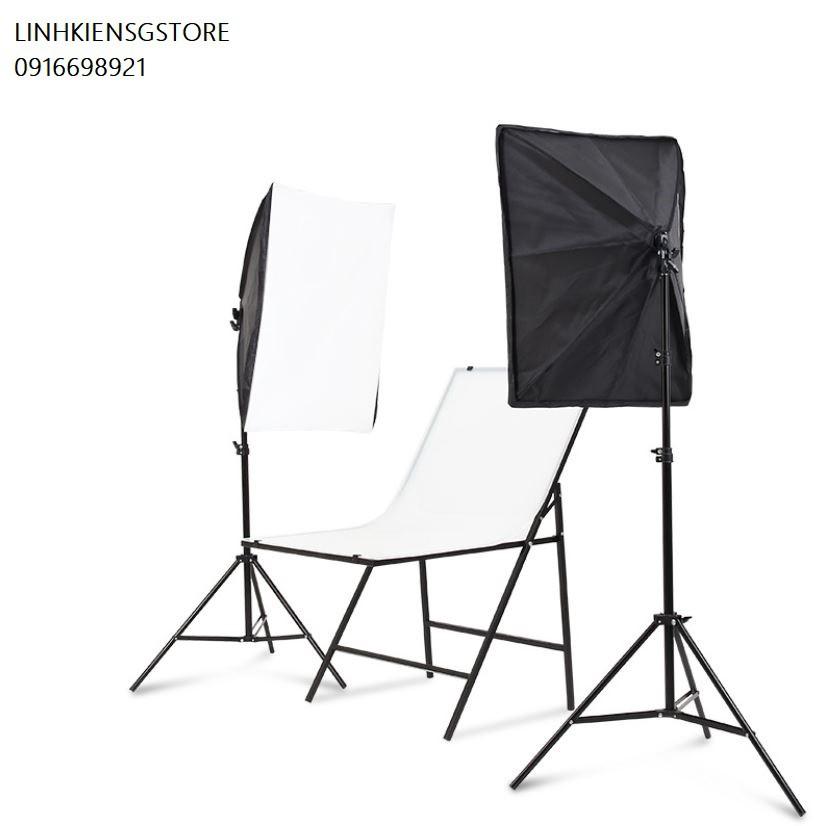 Bộ đèn studio chụp ảnh, quay phim, Livestream chuyên nghiệp, cao 1.7m softbox 50x70cm