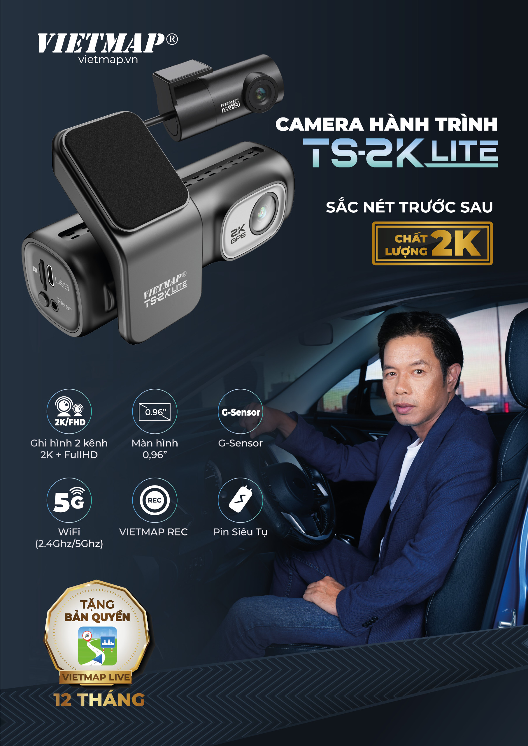 Camera hàng trình VIETMAP TS-2K LITE hàng chính hãng