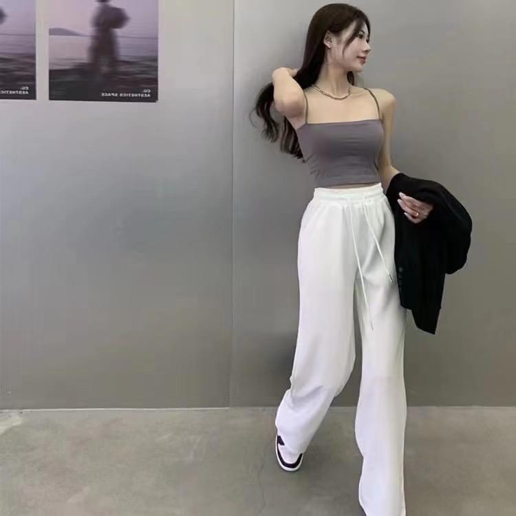 Áo 2 dây cotton lụa dáng croptop có đệm mút, áo bra đúc su gam màu siêu tây