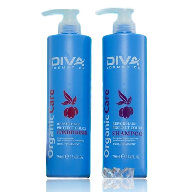 Bộ dầu gội xả phục hồi giữ màu DIVA Collagen Hair Repair Protect Color 750ml