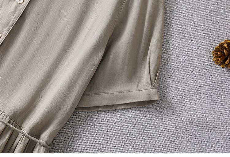 Đầm Linen Nữ Form Suông Cổ Sen, có dây buộc eo, thoáng mát Da216