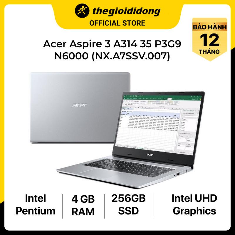 Laptop Acer Aspire 3 A314 35 P3G9 N6000/4GB/256GB/14&quot;/Win11/(NX.A7SSV.007)/Bạc - Hàng chính hãng