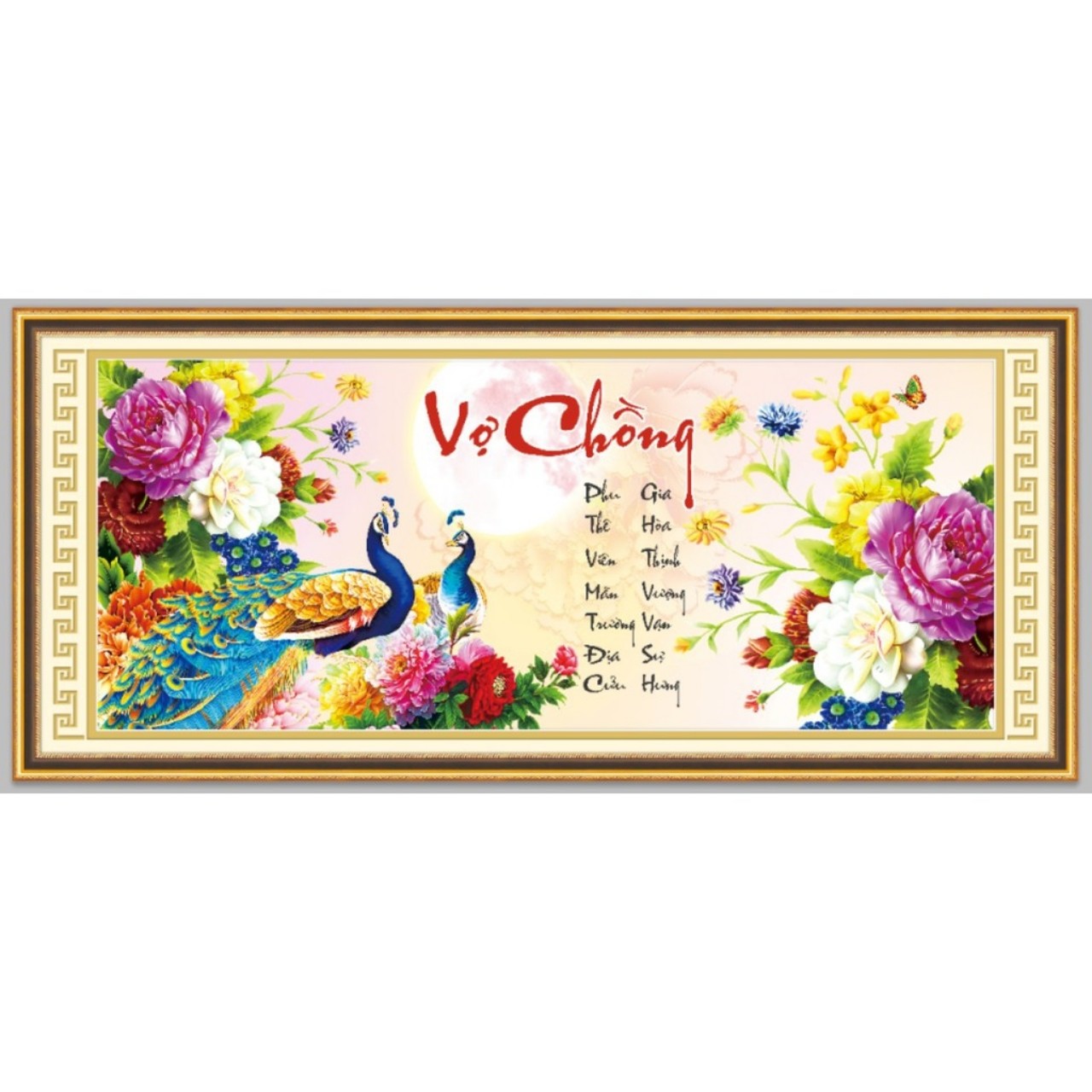 Tranh thêu chữ thập Vợ chồng 98x45cm - chưa thêu