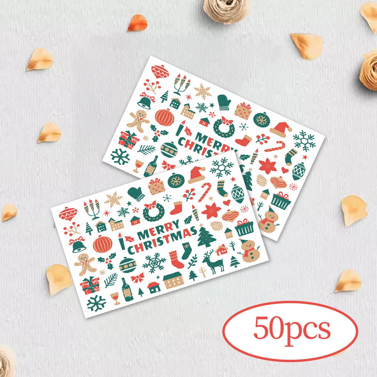 50Pcs Christmas Cards Greeting Presents Cards Snowman Reindeer Gift Crafts Xmas Cards for Holiday Wedding Birthday Festival