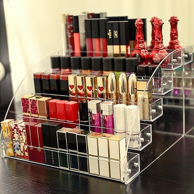 Kệ mica trưng bày son môi, sơn móng tay, phấn mắt, kệ nail nhiều tầng