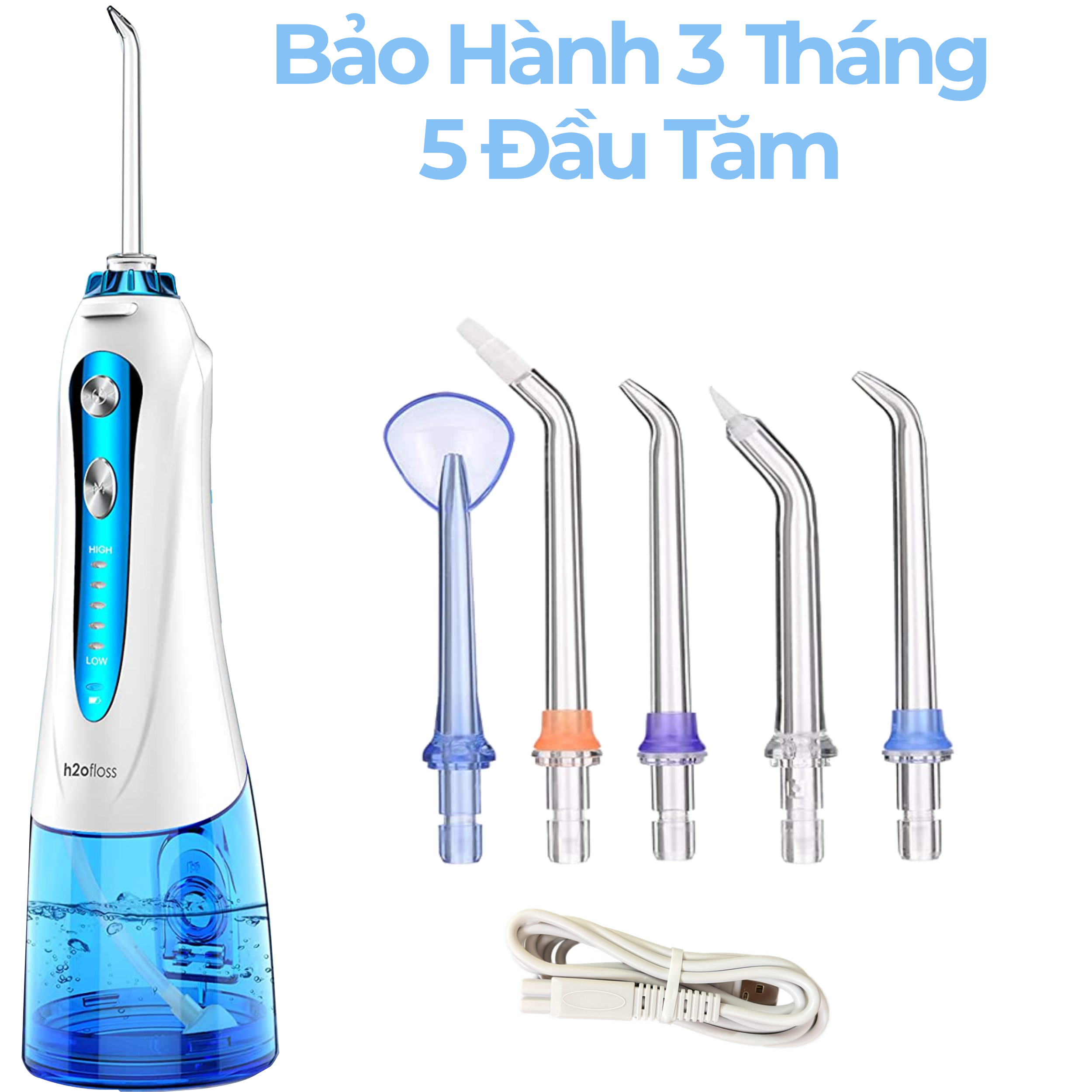 Tăm nước cầm tay h2ofloss hfp11, phiên bản mới nhất với dây sạc usb Type C và tăng cường khả năng chống nước