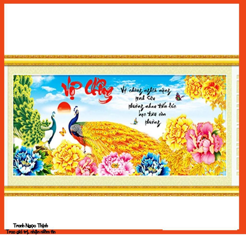 Rẻ vô địch-Tranh đính đá cao cấp Vợ chồng LV138- 106x50Cm