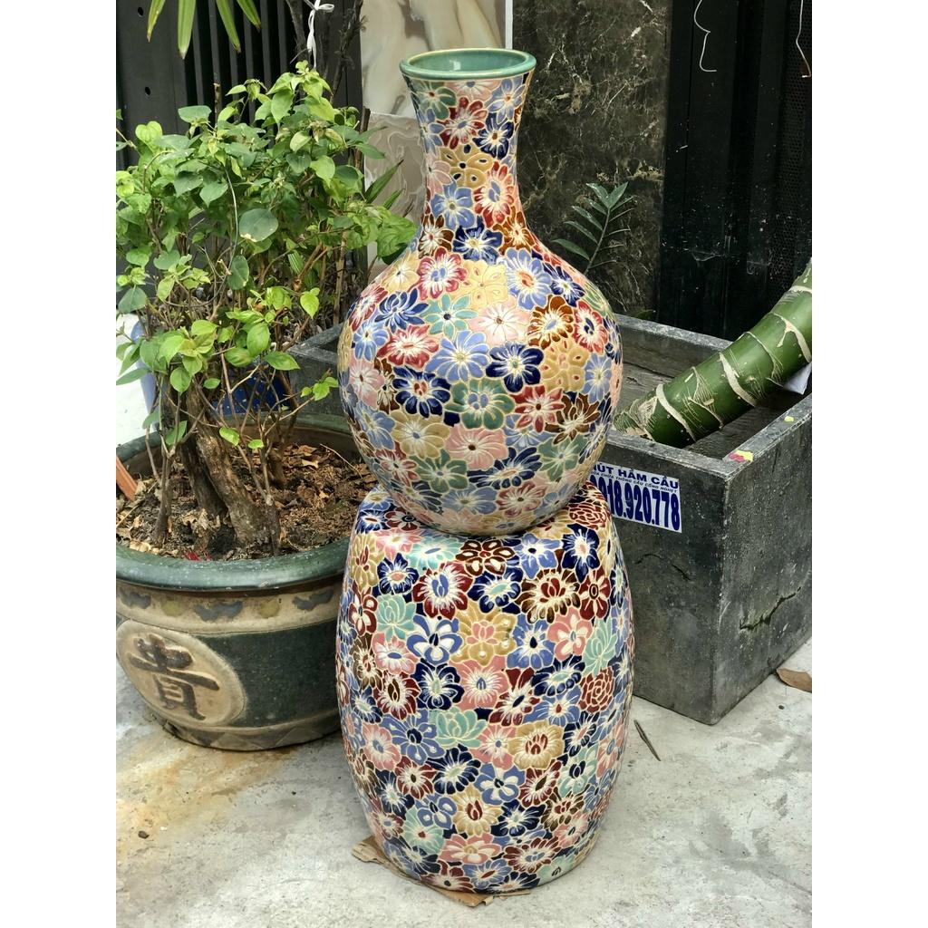 BÌNH BÁCH HOA 51CM GỐM SỨ THỦ CÔNG NAM BỘ TDM CẮM BÔNG TRANG TRÍ DECOR