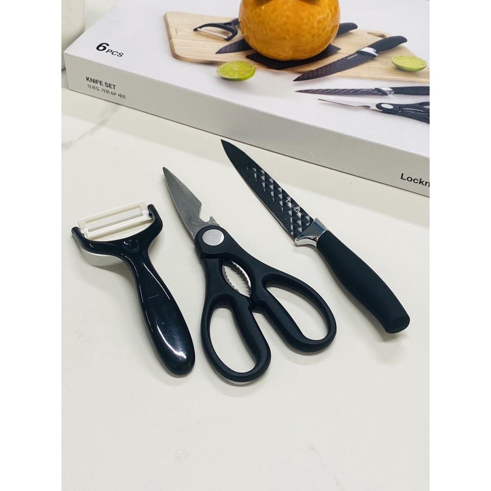 Bộ Dao Nhà Bếp 6 Món Cao Cấp Màu Đen CKK103S6