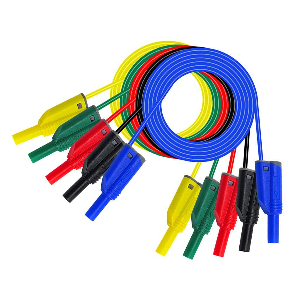 5Pcs 1M 4mm 14AWG Silicone Banana to Banana Plug Test Probe Lead Wir 5 Color