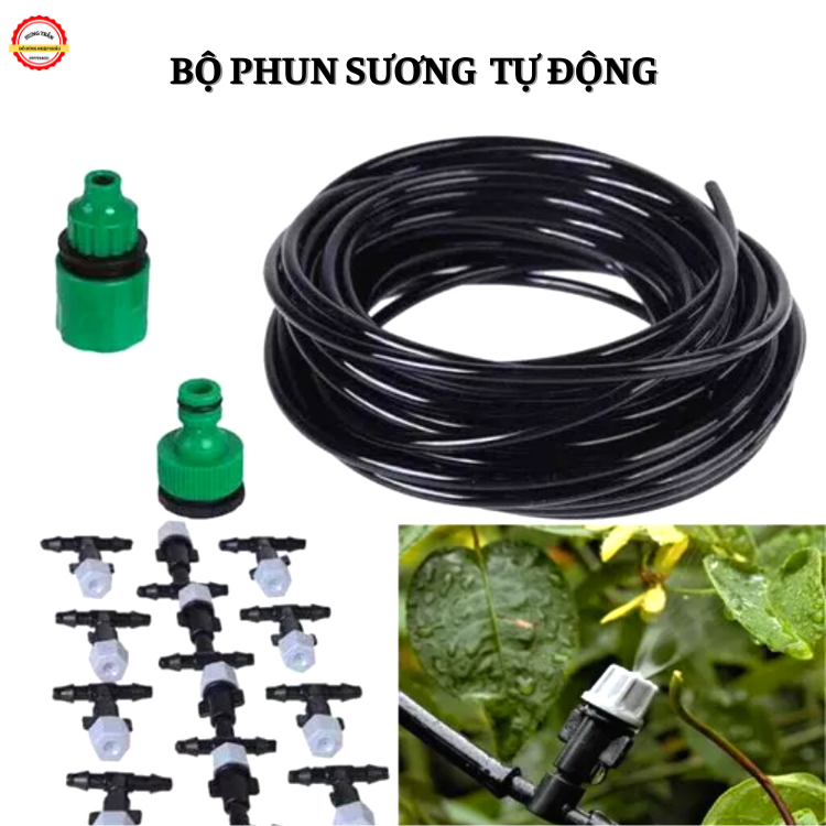 Hệ Thống Tưới Phun Sương Tự Động Làm Mát Căn Nhà Cây Cảnh -Bộ 10m dây 6mm và 12 béc phun