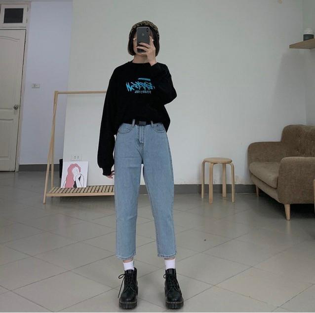 Quần Baggy Jeans Nữ Trơn 285