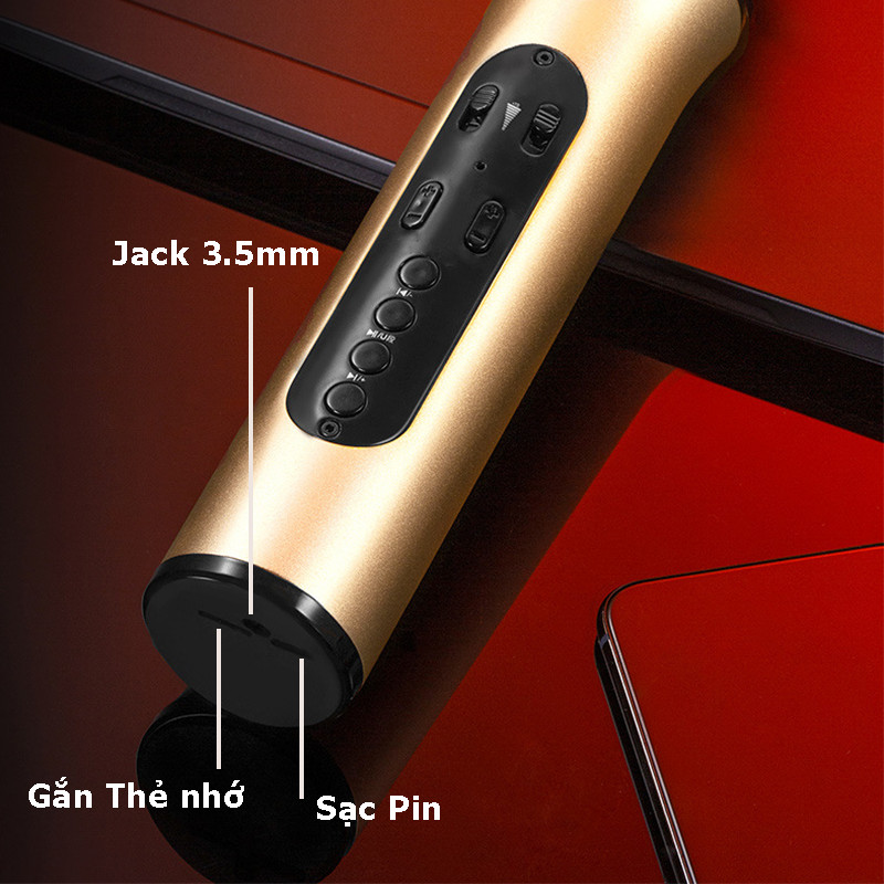 Micro Bluetooth Karaoke Không Dây hàng cao cấp Kết Nối Thẻ Nhớ, tai nghe 3.5 mm - Hàng chính hãng