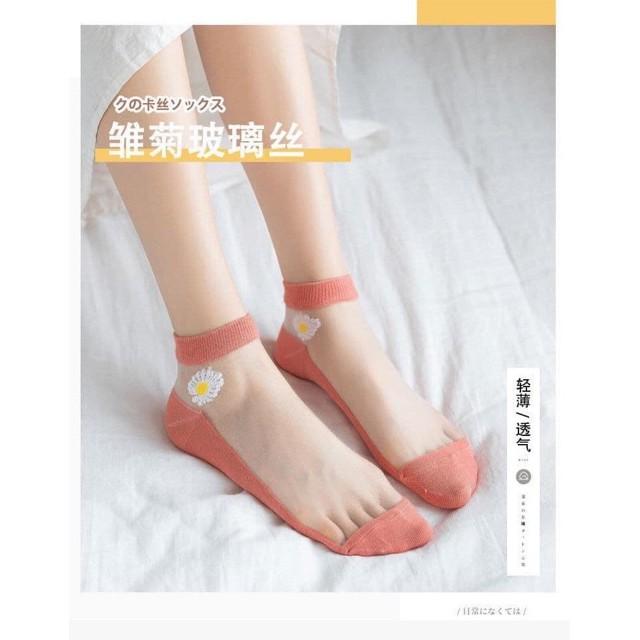 10 ĐÔI Tất Nữ Cổ Ngắn Hoa Cúc Dễ Thương