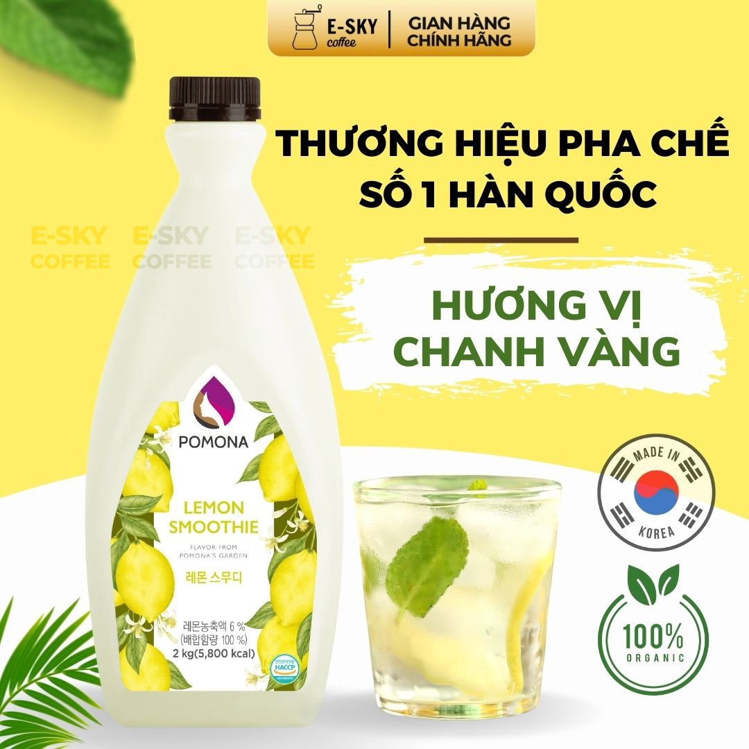 Mứt Chanh Pomona Lemon Smoothie Nguyên Liệu Pha Chế Hàn Quốc Chai 2kg