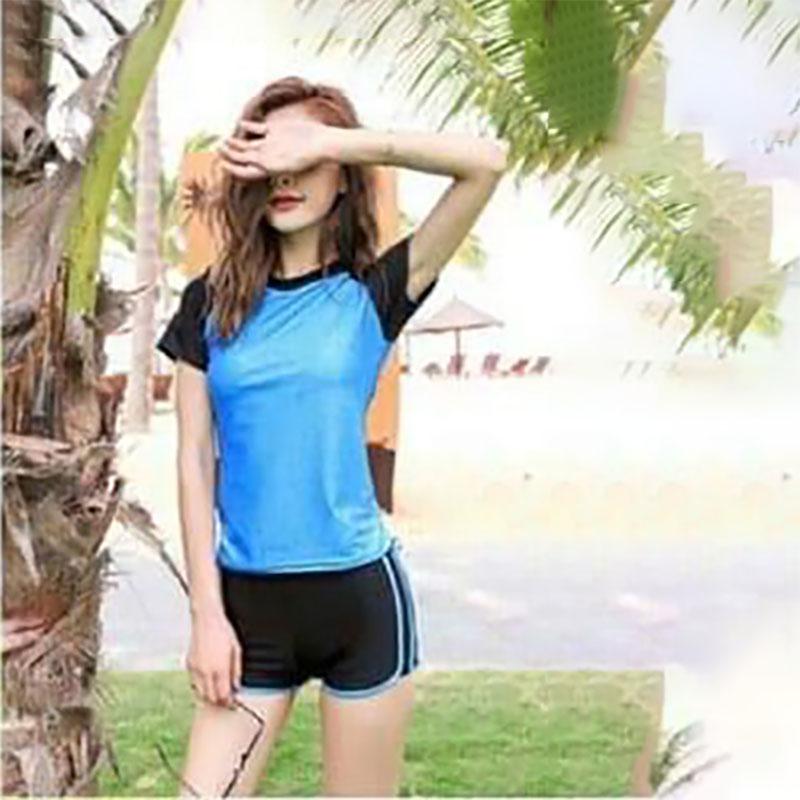 Đồ bơi nữ bikini nữ 2 mảnh ngắn tay kín đáo tay ngắn quần váy cho học sinh nâng ngực tôn dáng DBN003