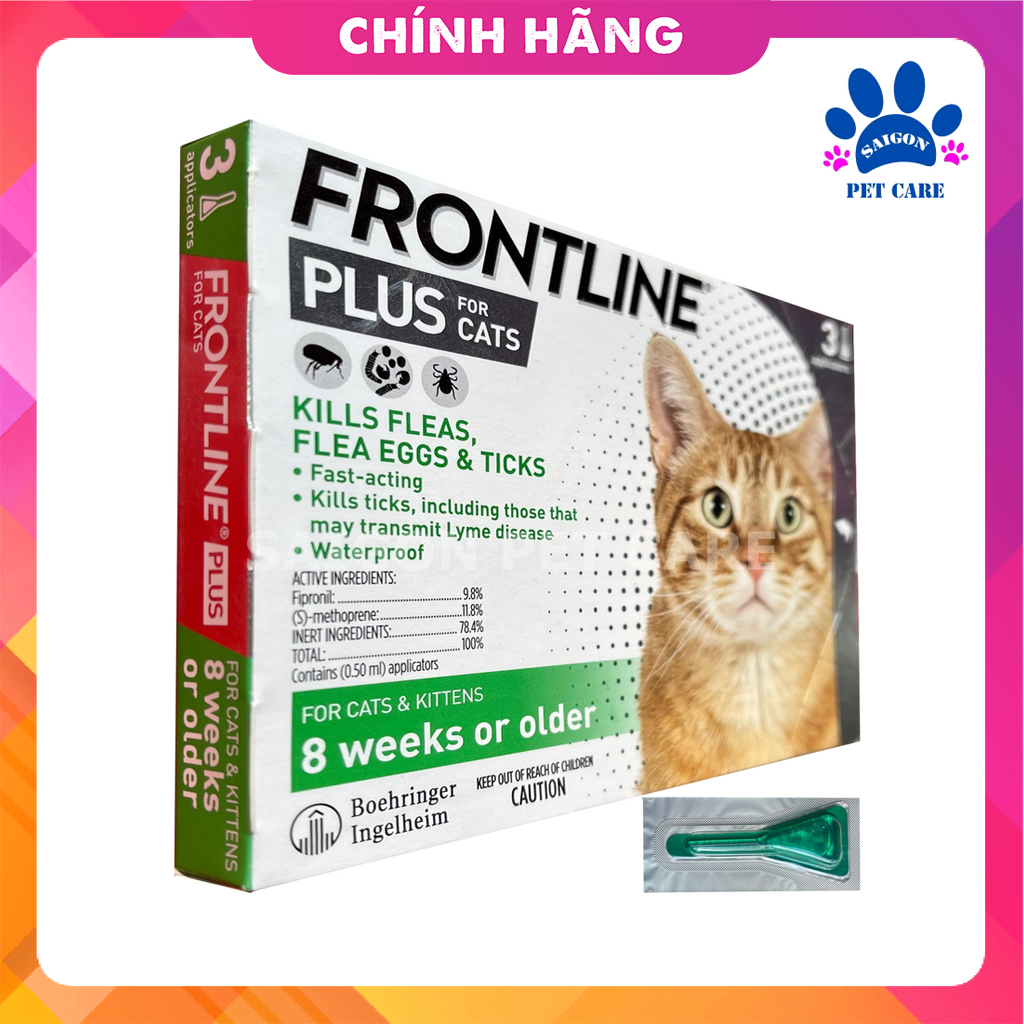 Thuốc nhỏ gáy trị ve rận, bọ chét Frontline Plus cho mèo (1 ống)