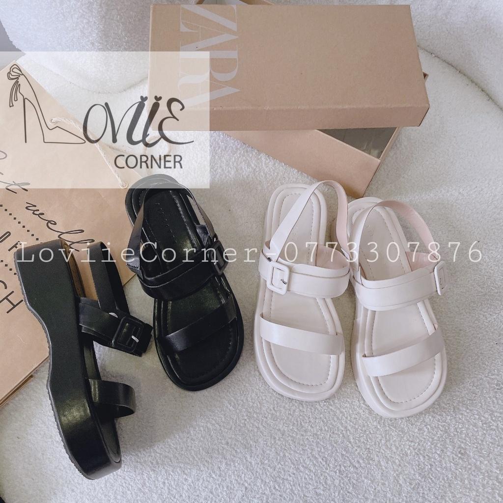 SANDAL XUỒNG LOVIIECORNER - GIÀY THỜI TRANG ĐẾ BẰNG HAI QUAI NGANG PHONG CÁCH NỮ TÍNH S220902