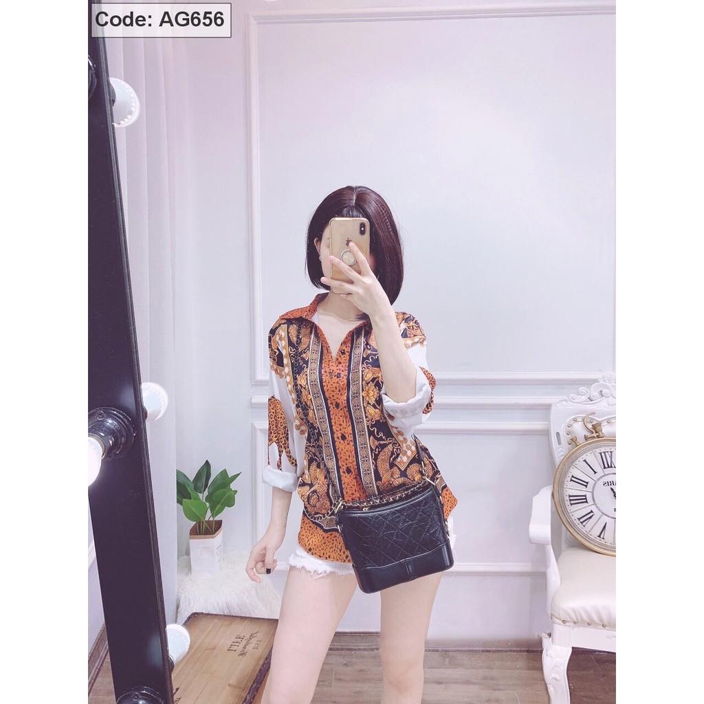 Áo Sơ Mi Nữ Họa Tiết In Hoa Văn Tay Dài AG656130