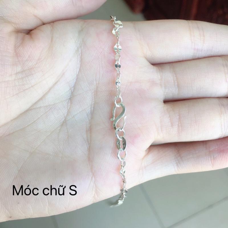 Dây chuyền chữ O phay, dây xoắn k phay, dây dẹt xoắn cho bé yêu dài 36-37 cm chuẩn bạc ta nguyên chất