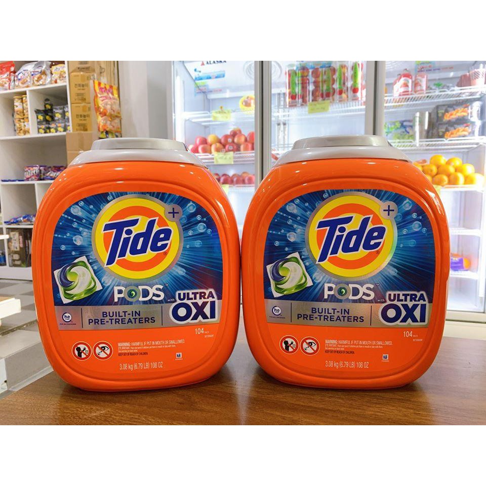 Bình viên giặt Tide Pods Plus Ultra Oxi 4in1 104 viên - Nhập khẩu Mỹ