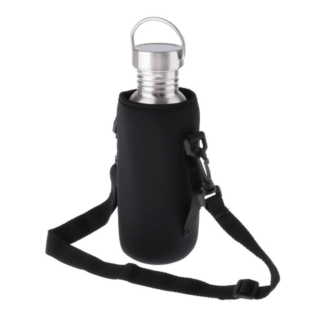 Insulated Sport Water Bottle Cover Sleeve Holder Cooler Carrier Black 750ml