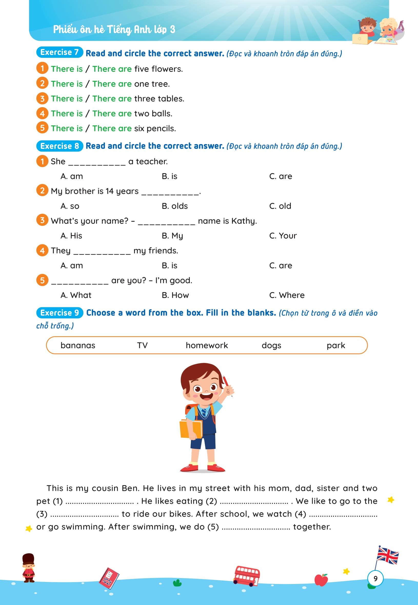Sách - Phiếu Ôn Hè Tiếng Anh Lớp 3