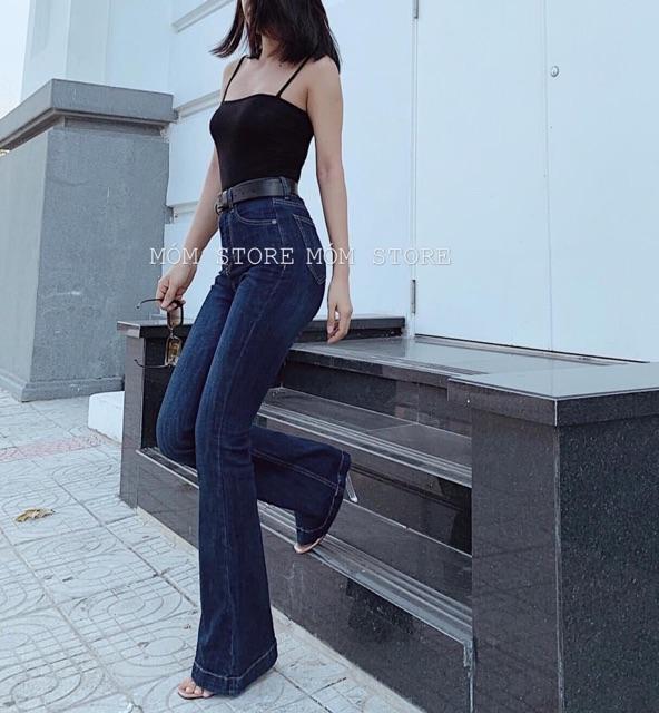 Quần Jean Loe Lưng Cao - Quần Loe Dáng Dài Line Bản To VNXK