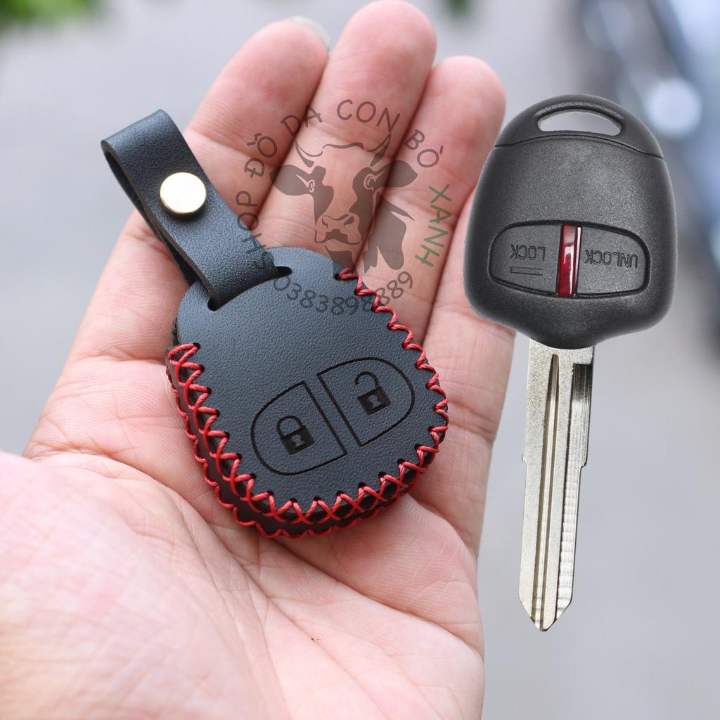 Bao da dành cho chìa khoá Mitsubishi Grandis , Triton, Pajero Sport, Mirage, Outlander, Lancer handmade da thật 001