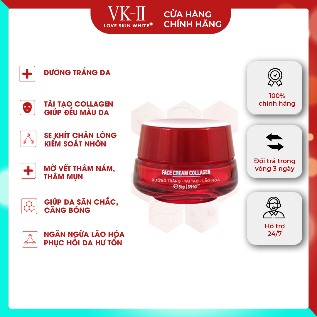 Kem Dưỡng Trắng - Tái Tạo - Trẻ Hóa Collagen VK II 35g