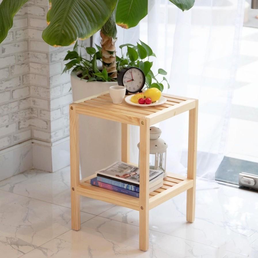 Kệ gỗ tab đầu giường 2 tầng tự lắp ráp / Tủ để đầu giường phòng ngủ/ Giá để đồ Tab gỗ Decor phòng ngủ