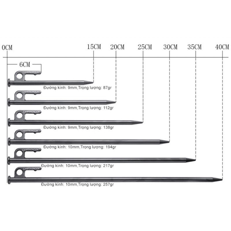 Đồ cắm trại bộ 8 cọc lều Campingmoon thép đúc không gỉ phụ kiện du lịch cắm trại dã ngoại A430