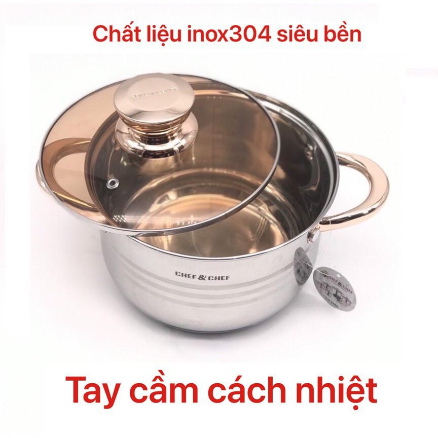Bảo hành 12 tháng Bộ nồi inox 6 món bếp từ, 5 đáy, chống dính công nghệ Đức - CHEF&CHEF