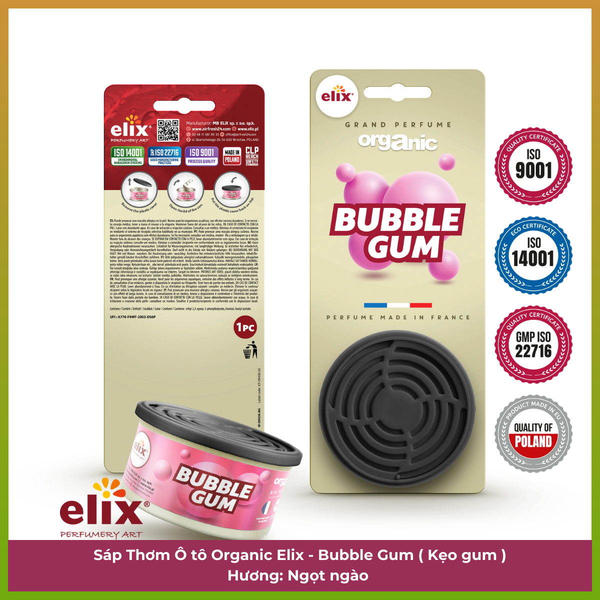 Sáp Thơm  để Taplo Ô tô Elix - Hương Bubble Gum (Kẹo gum)