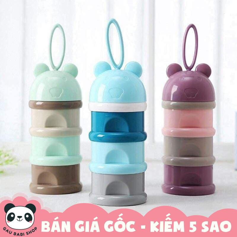 Hộp chia sữa 3 tầng cao cấp hình thú có quai xách, hộp trữ đồ ăn dặm cho bé tiện dụng