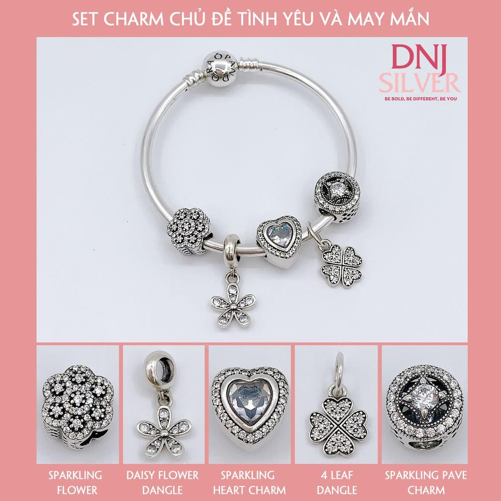 Vòng Bạc S925 ALE Cao Cấp - SET CHARM CHỦ ĐỀ TÌNH YÊU VÀ MAY MẮN