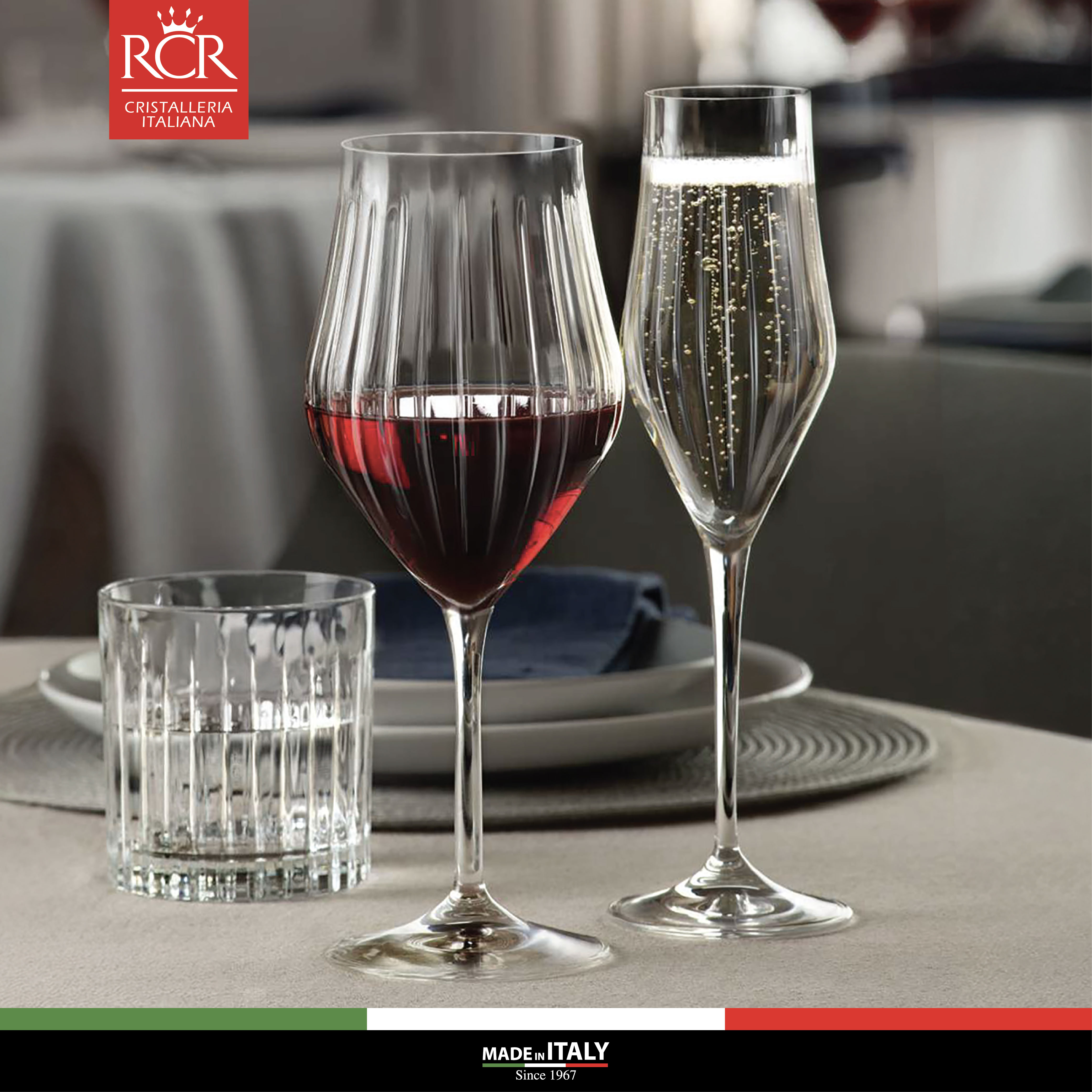 Ly Uống Champagne, Sparkling Wine Thuỷ Tinh Pha Lê Không Chì Ý RCR Crystal Timeless - Timeless Flute 230 ml