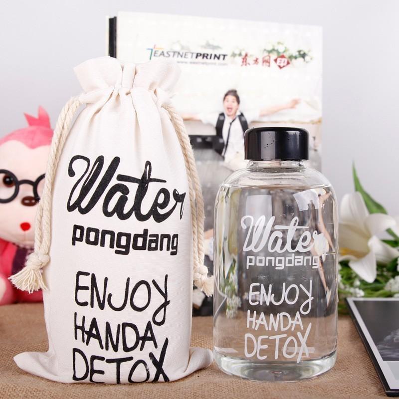 Bình Nước Trong suốt Detox WATER PONGDANG Detox 600ml + 1000ml CAO CẤP /Tặng Kèm Túi siêu tiện lợi
