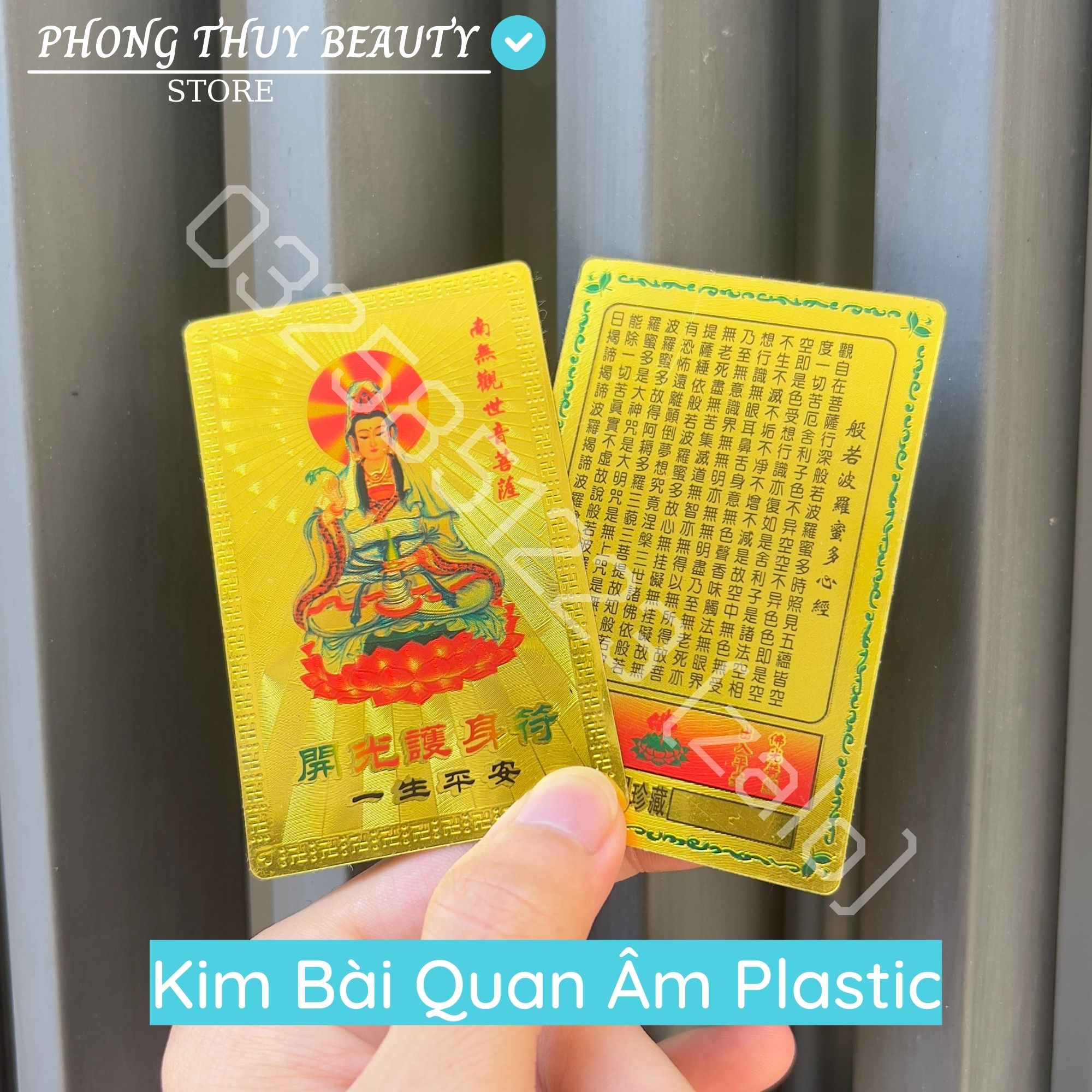 Kim Bài Quan Âm Bồ Tát Plastic May Mắn Bình An Để Ví Hoặc Ốp Điện Thoại