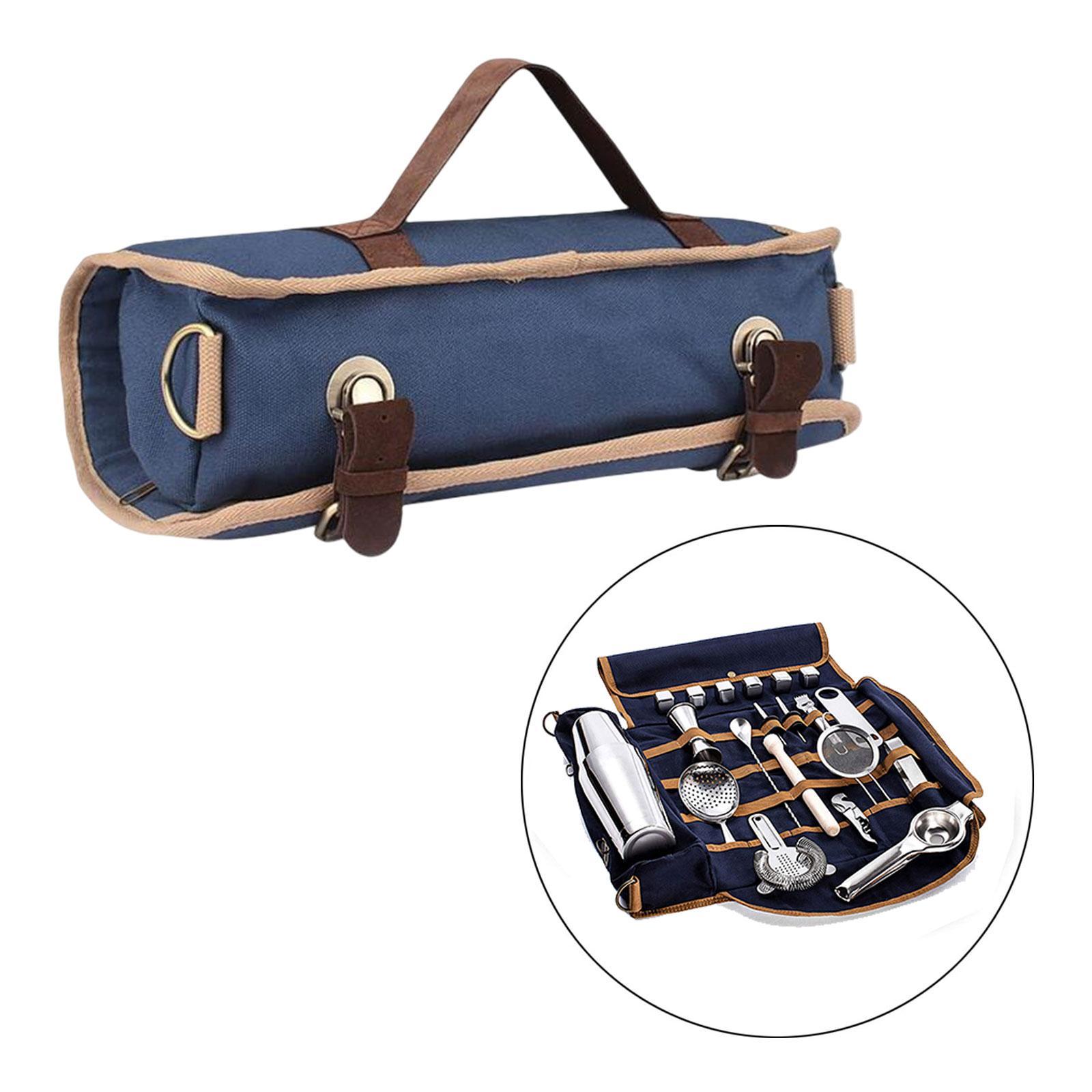 Bartender Bag Portable Canvas Bag Barware Roll Bag Case Bar Accessories