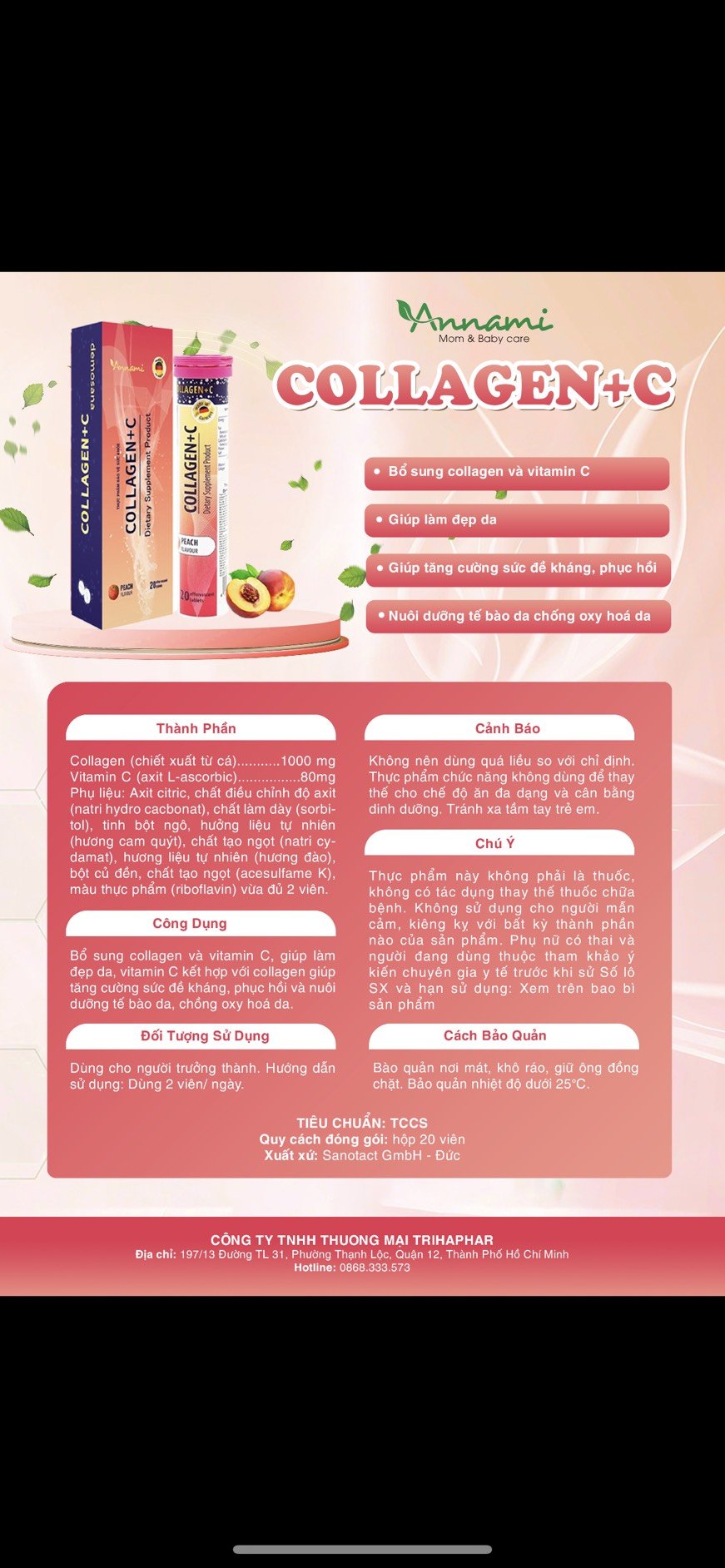 Viên Sủi Hỗ Trợ Trẻ Hóa COLLAGEN+C Đức