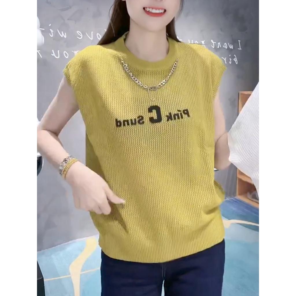 Áo lưới len Montoghi Pink C sund tay hến TẶNG KÈM VÒNG CỔ hàng Quảng Châu siêu xinh
