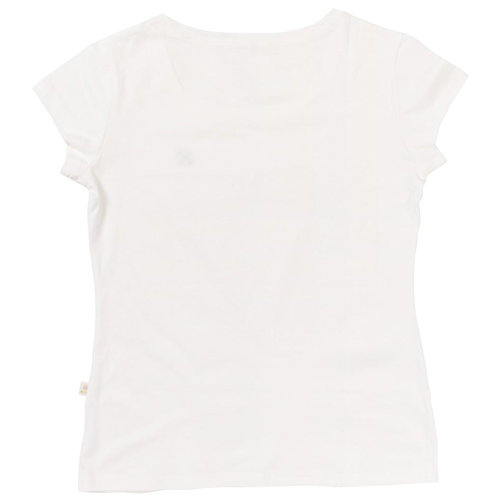 Áo phông nữ sợi bông hữu cơ màu trắng ngà nhãn thêu chìm - Organic and Natural Life by Mimi