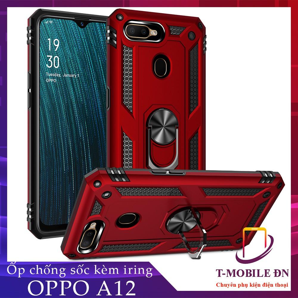 Ốp lưng cho Oppo A12 chống sốc 2 lớp kèm nhẫn iring làm giá đỡ