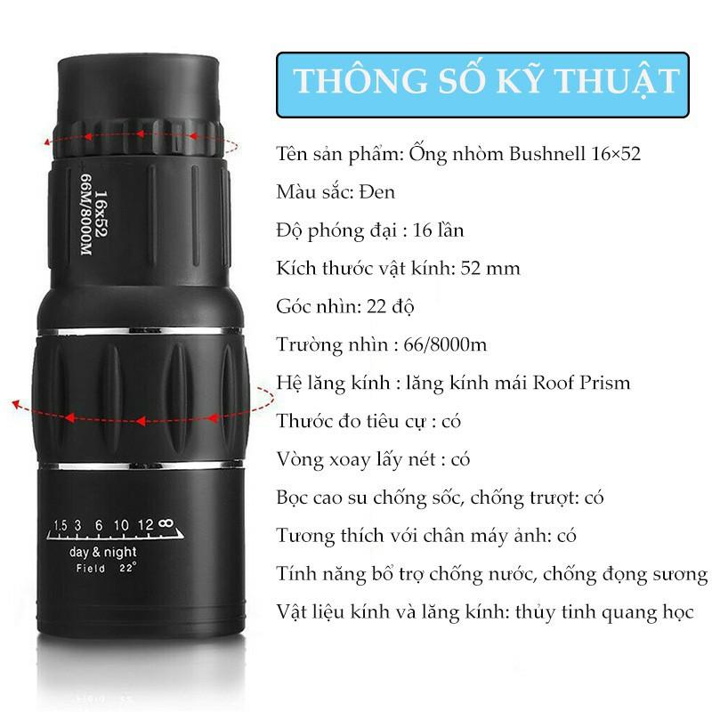 Ống Nhòm 1 Mắt Bushnell 16x52 Chất Lượng Cao