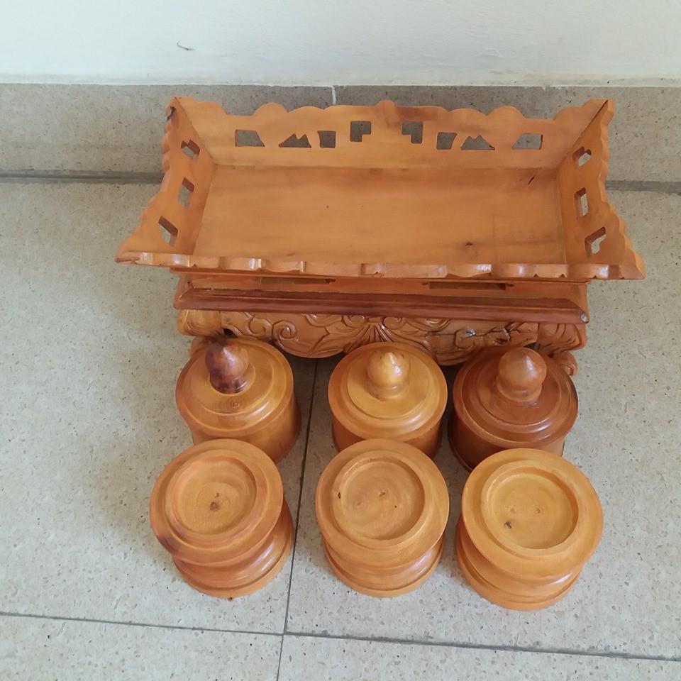Đồ thờ -đài thờ cúng gỗ mít kích thước cao 18cmx20cmx40cm + 3 quả đài