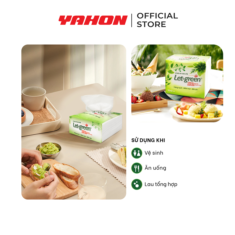 Combo 3 Bao Khăn ăn cao cấp 33*33cm Let-green, 100 Tờ/Bao